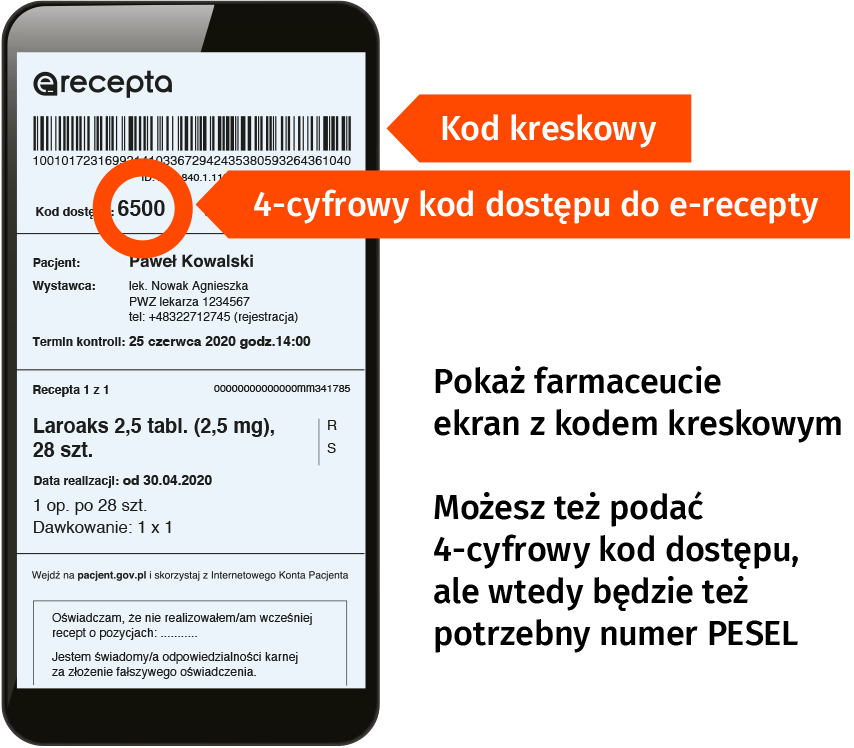 E-recepta: widok PDF na smartfonie